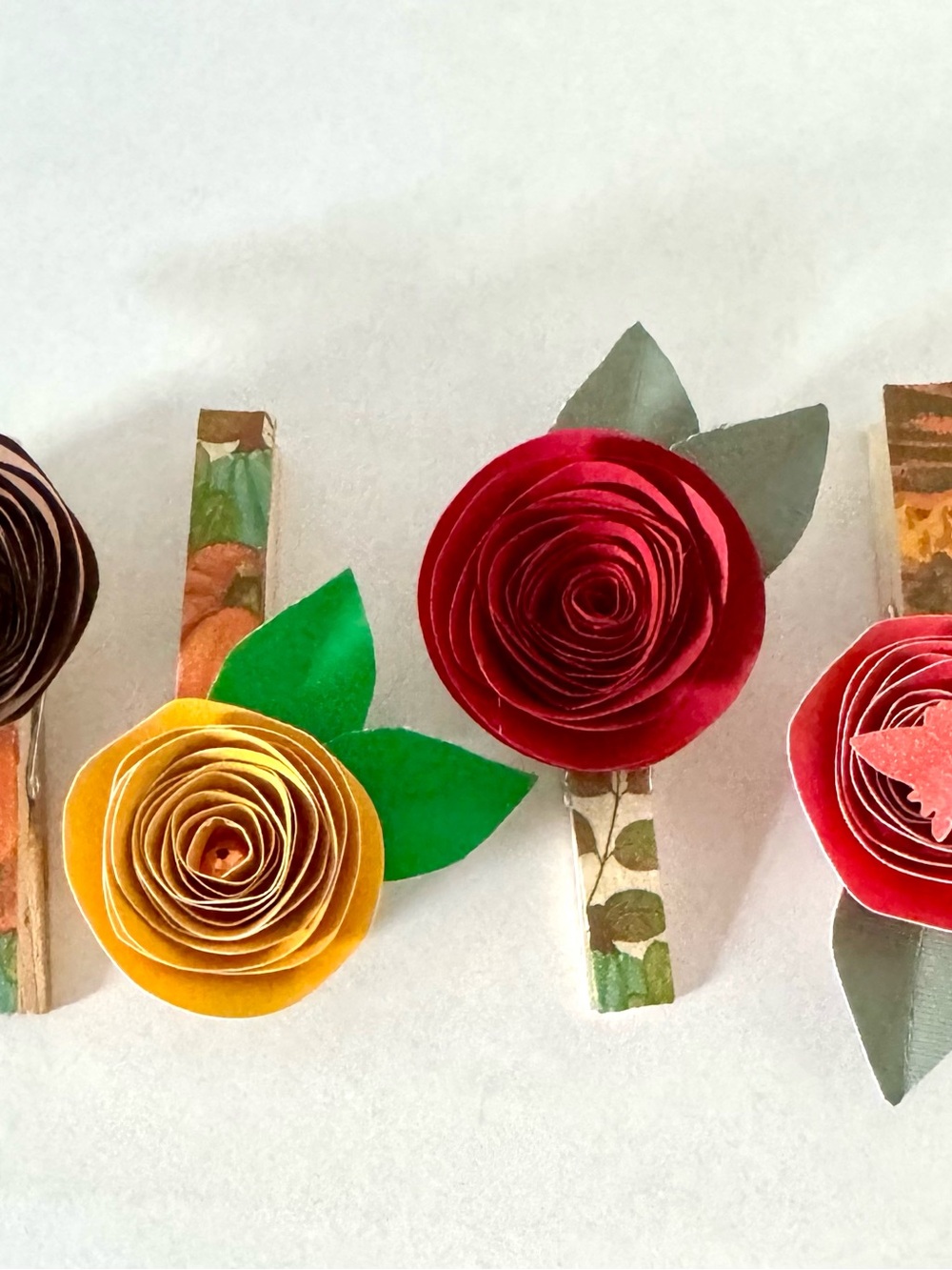 Fall 3D clothes pin flower magnets